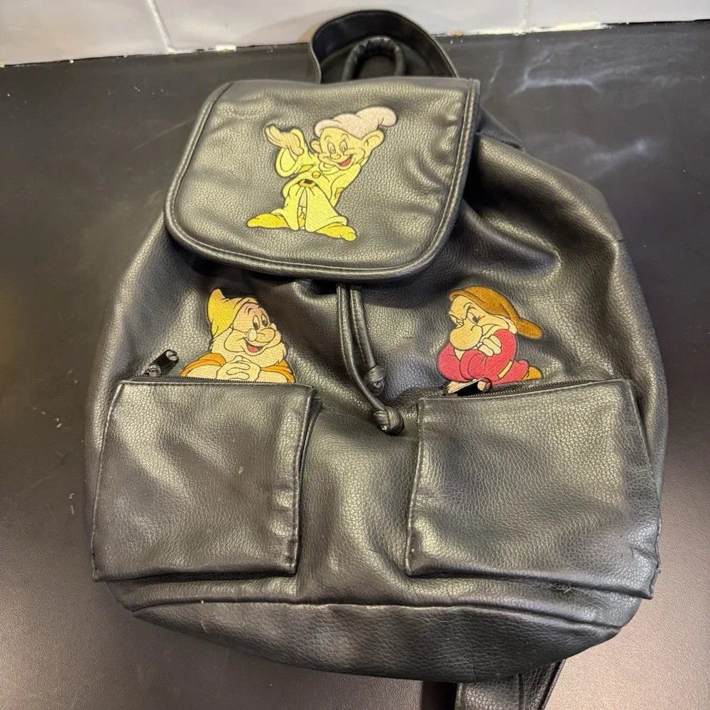 Disney Backpack Drawstring Snow White & the Seven Dwarfs‎ Bashful Grumpy Doc VTG